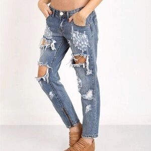 ONE TEASPOON Trashed Ford Free Birds Freebirds Jeans Size 39 distressed denim